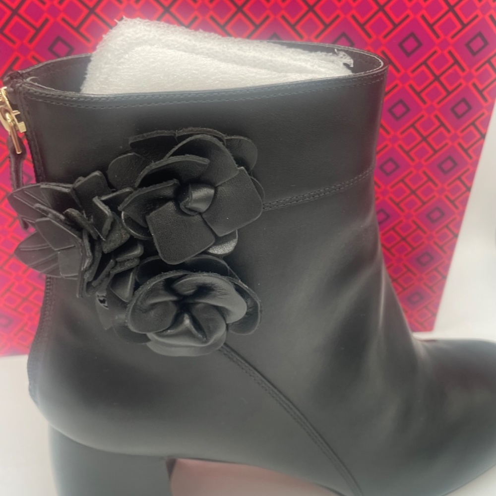 Tory Burch Blossom Black Booties - Picture 2 of 8